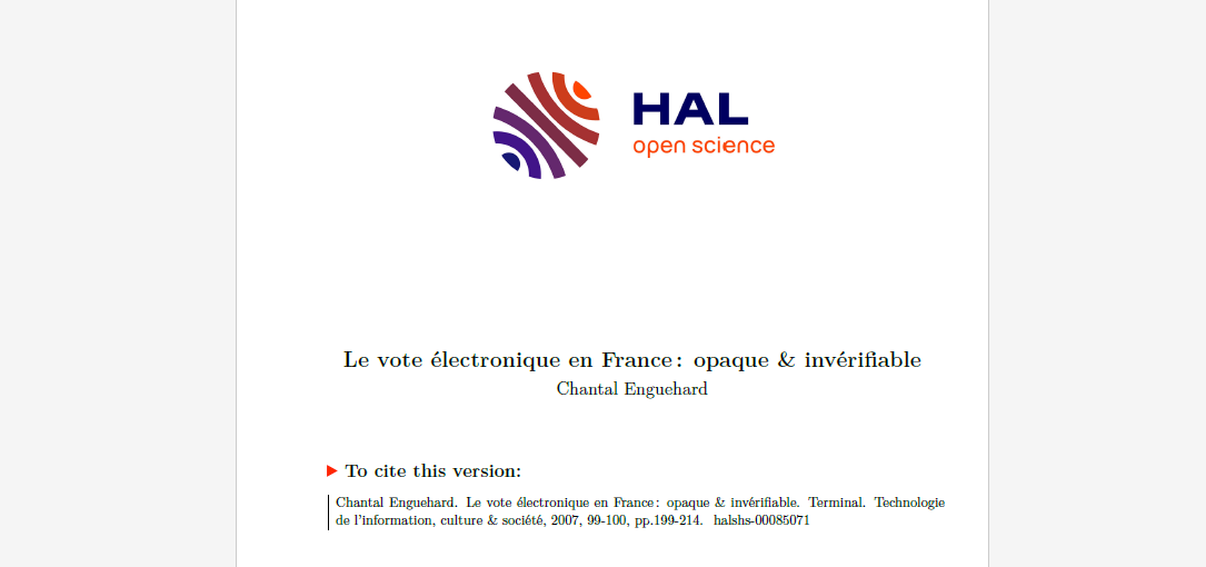 Le vote électronique en France : opaque & invérifiable